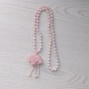 Rose Quartz Elephant Necklace